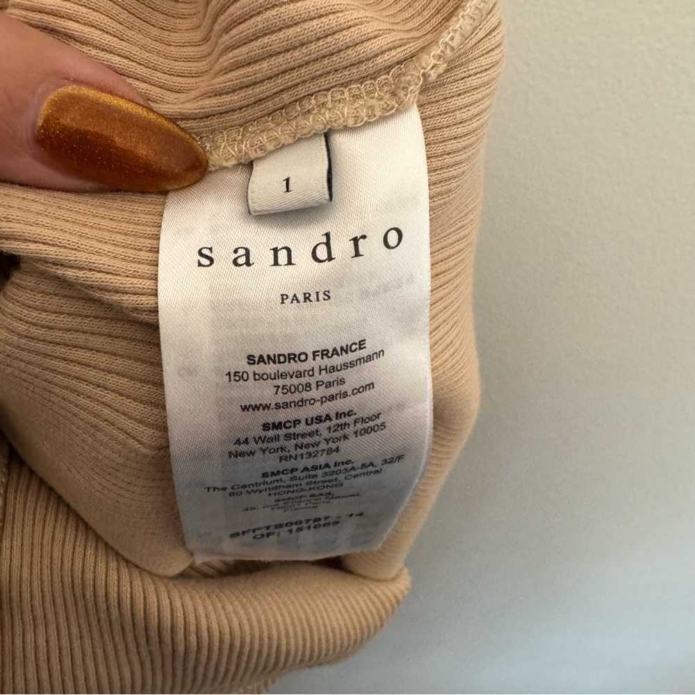 Sandro Ribbed Tank Top Beige - Picture 4 of 6